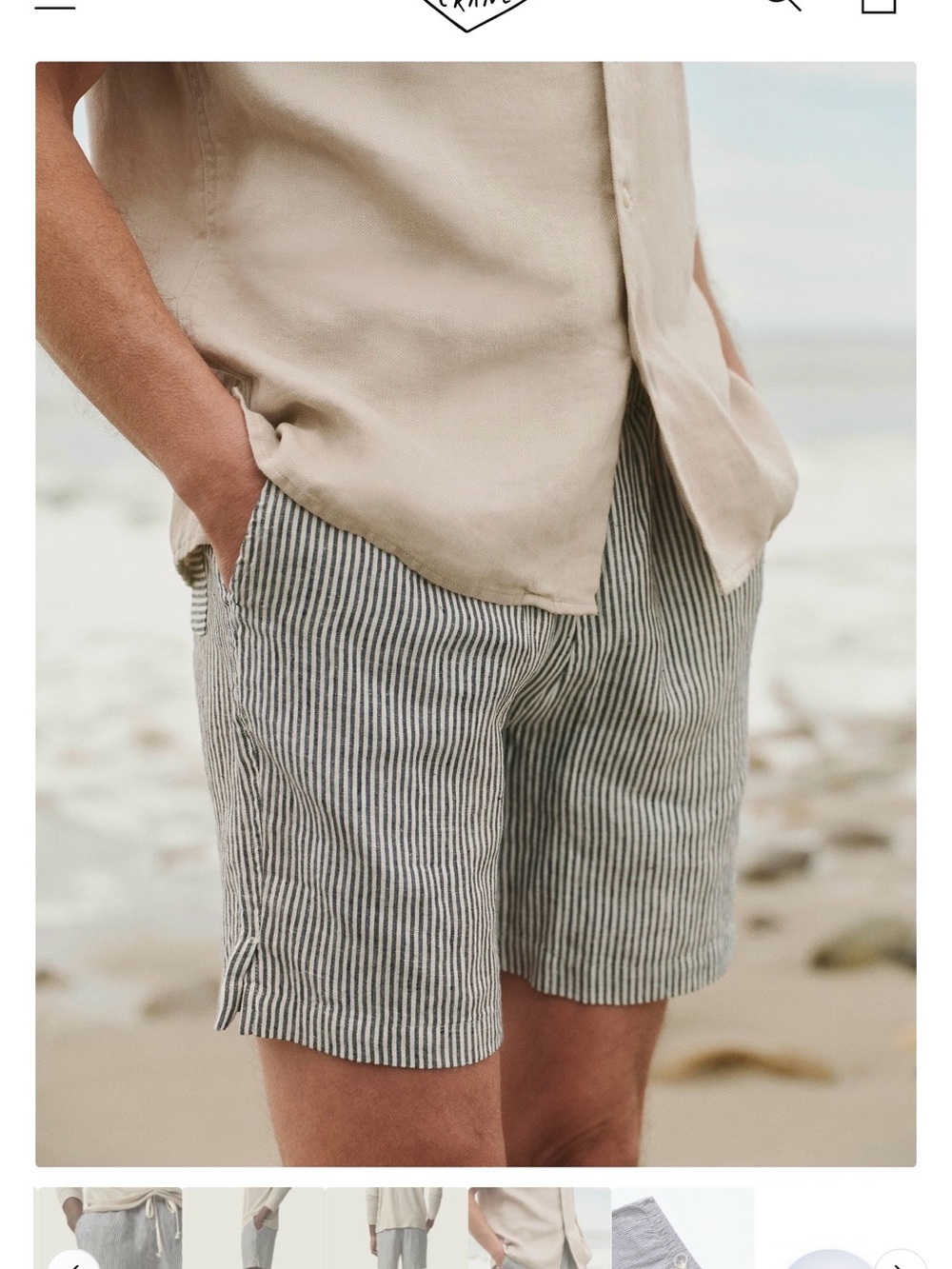 Alex Crane Bo Striped Linen Blend Men’s Shorts - Navy